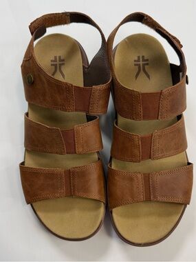 Kuru Brown Leather Triple-Strap Sandals plantar fasciitis support size 10